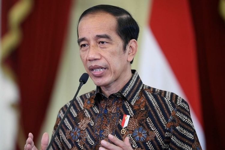 Indonesia's President Joko Widodo delivers his speech during the 88th anniversary of National Broadcasting Day on Thursday April 1, 2021. 