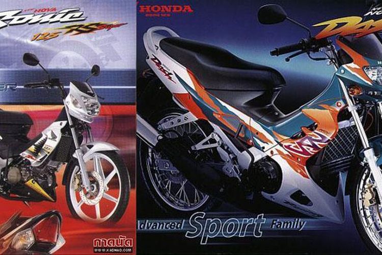 Honda Nova Dash (kanan) dan Nova Sonic 125 4-tak sebagai generasi pertengahan.