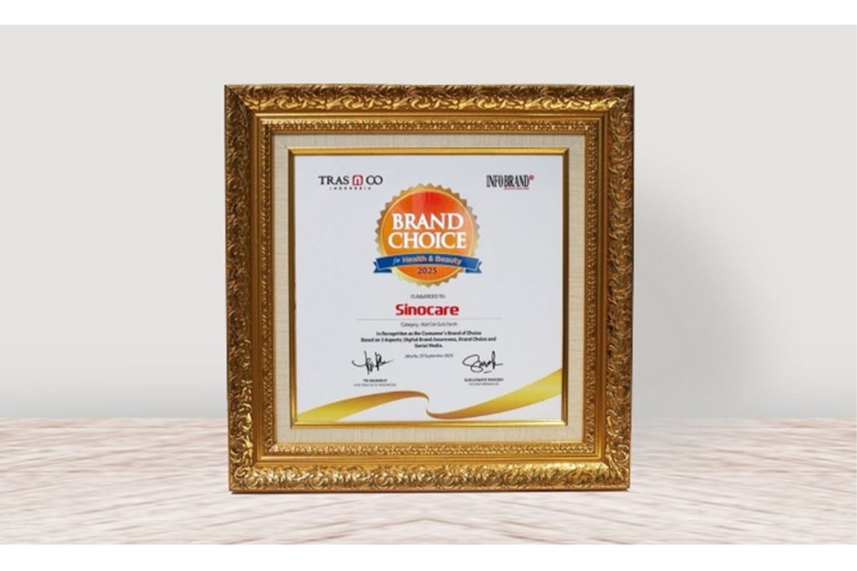 Sertifikat Brand Choice Award 2025 kategori Health & Beauty yang diterima Sinocare Indonesia untuk produk Alat Cek Gula Darah.