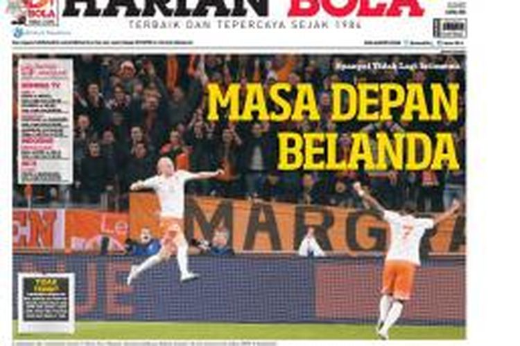 Cover Harian Bola edisi Kamis (2/4/2015).