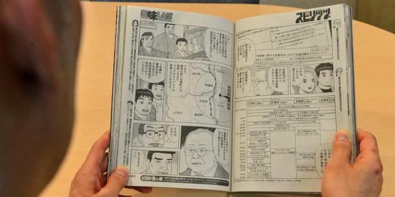 Ikustrasi membaca komik Jepang.