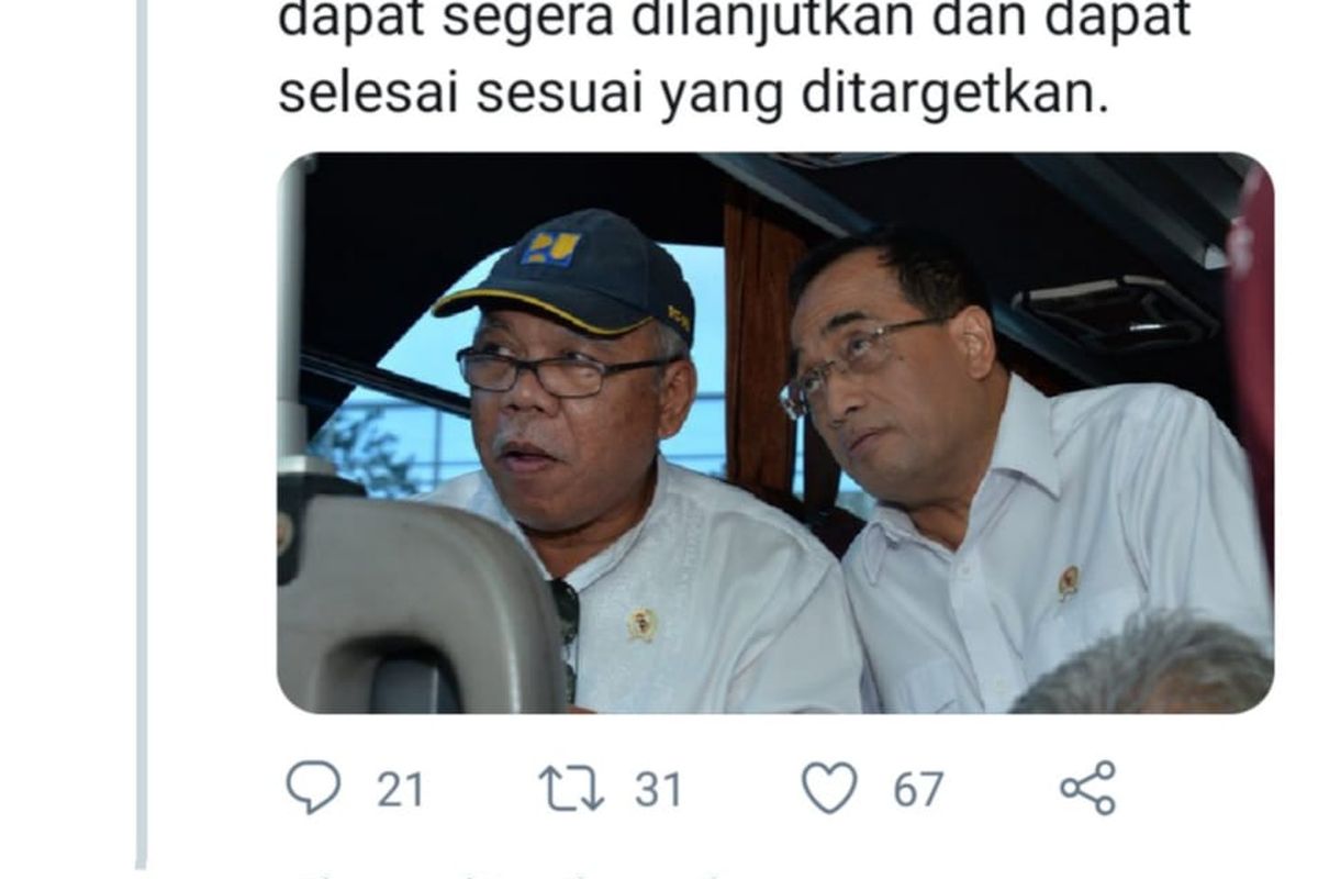 Menteri Perhubungan Budi Karya Sumadi dan Menteri Pekerjaan Umum dan Perumahan Rakyat (PUPR) saat meninjau proyek Kereta Cepat Jakarta Bandung, Rabu (4/3/2020).