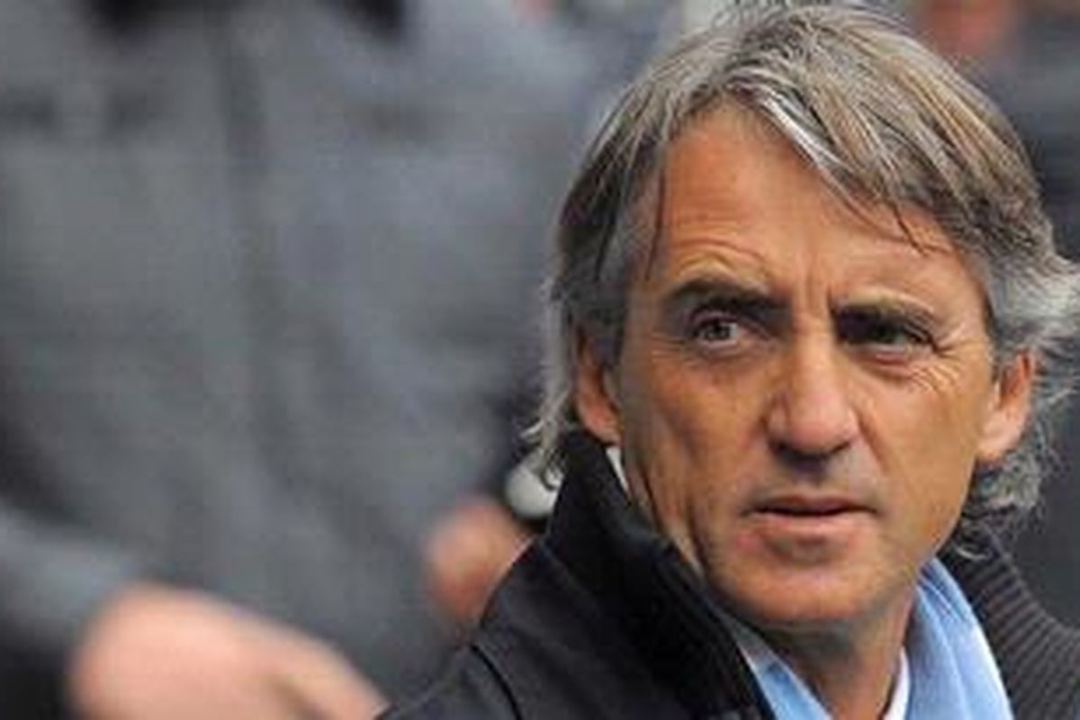 Pelatih Manchester City, Roberto Mancini.