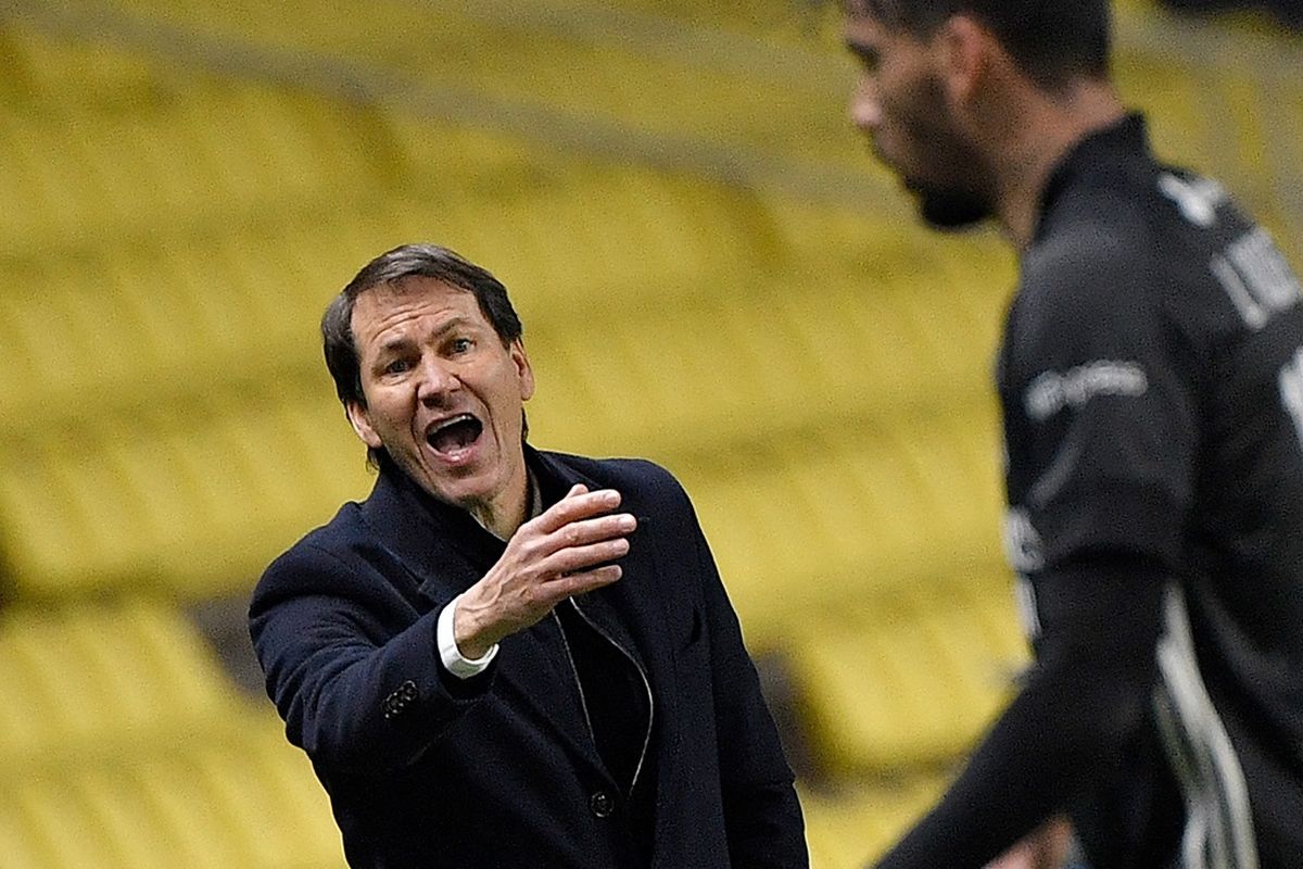 Pelatih Al Nassr Rudi Garcia saat masih menukangi klub peserta Liga Perancis Olympique Lyon pada 18 April 2021. Terkini, Rudi Garcia akan menjalin kerja sama dengan rekrutan baru Al Nassr, Cristiano Ronaldo.