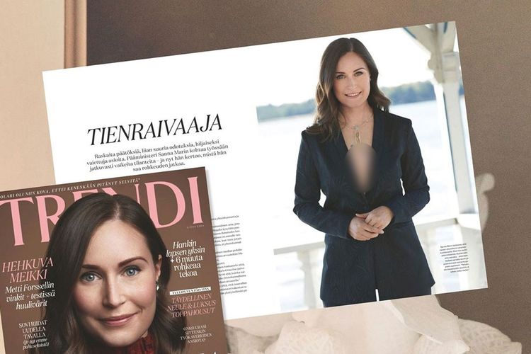 Foto PM Finlandia Sanna Marin dikritik lantaran dinilai terlalu seksi dengan memperlihatkan belahan dada.