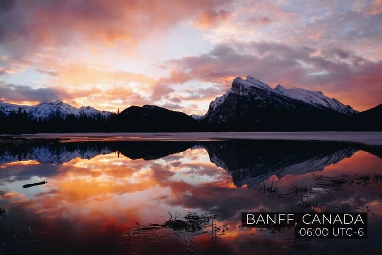 Matahari terbit di Banff, Kanada