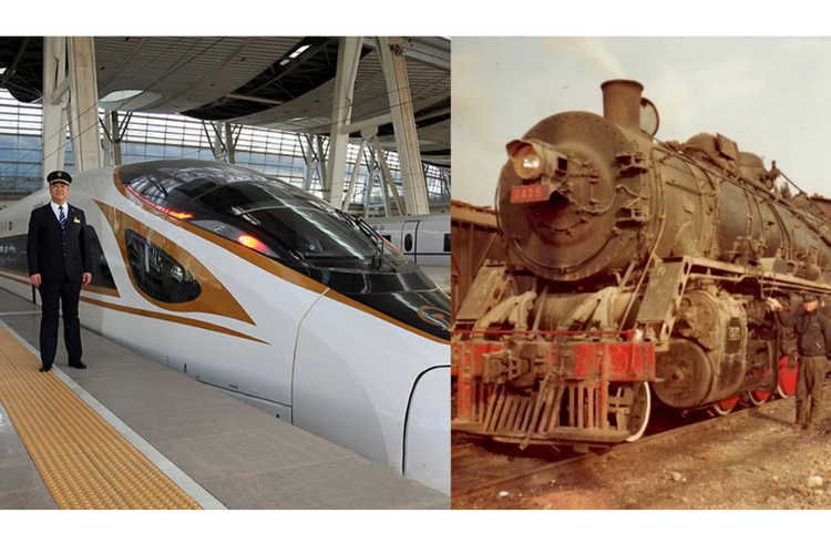 Foto Lama dan Baru Masinis Ini Tunjukkan Kemajuan Kereta Api China dalam 26 Tahun