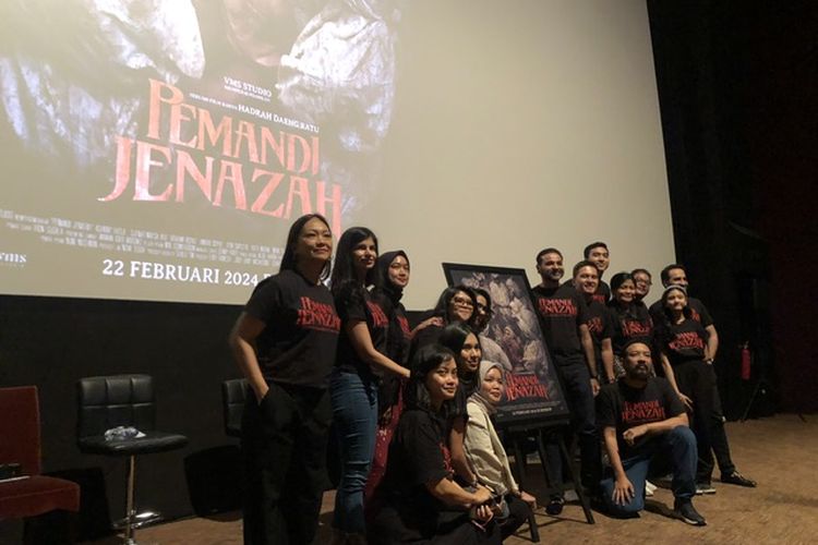 Jumpa pers film Pemandi Jenazah di Epicentrum XXI, Kuningan, Jakarta Selatan, Kamis (18/1/2024).