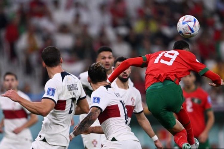 Pertandingan Maroko vs Portugal pada perempat final Piala Dunia 2022 yang digelar di Stadion Al Thumama, Doha, Qatar, Sabtu (10/12/2022) malam WIB.