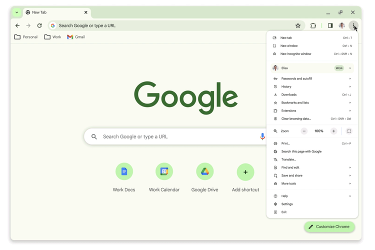 Ikon tiga titik di Google Chrome menghadirkan sejumlah menu baru, dan dikemas dengan desain baru.