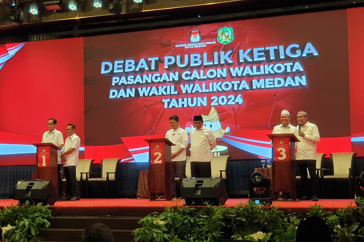 KPU Medan menggelar debat ketiga Pilkada Medan di Hotel Grand Mercure, Kota Medan pada Jumat (22/11/2024). 