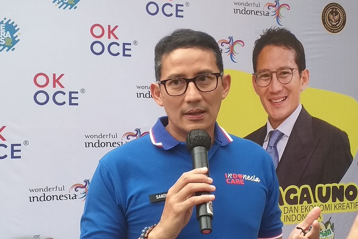 Menparekraf Sandiaga Uno saat menghadiri acara UMKM di Kota Pekanbaru, Riau, Minggu (18/9/2022).