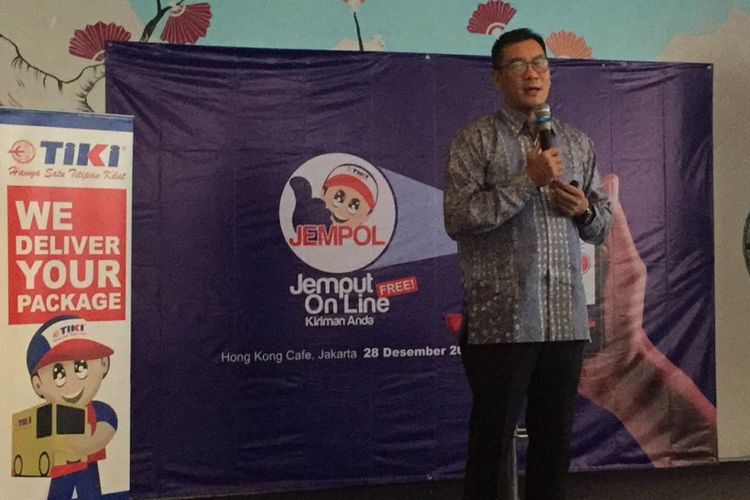 Tomy Sofhian selaku Managing Director TIKI pada peluncuran kembali TIKI Jemput Online (JEMPOL) pada Kamis (28/12/2017) di Jakarta