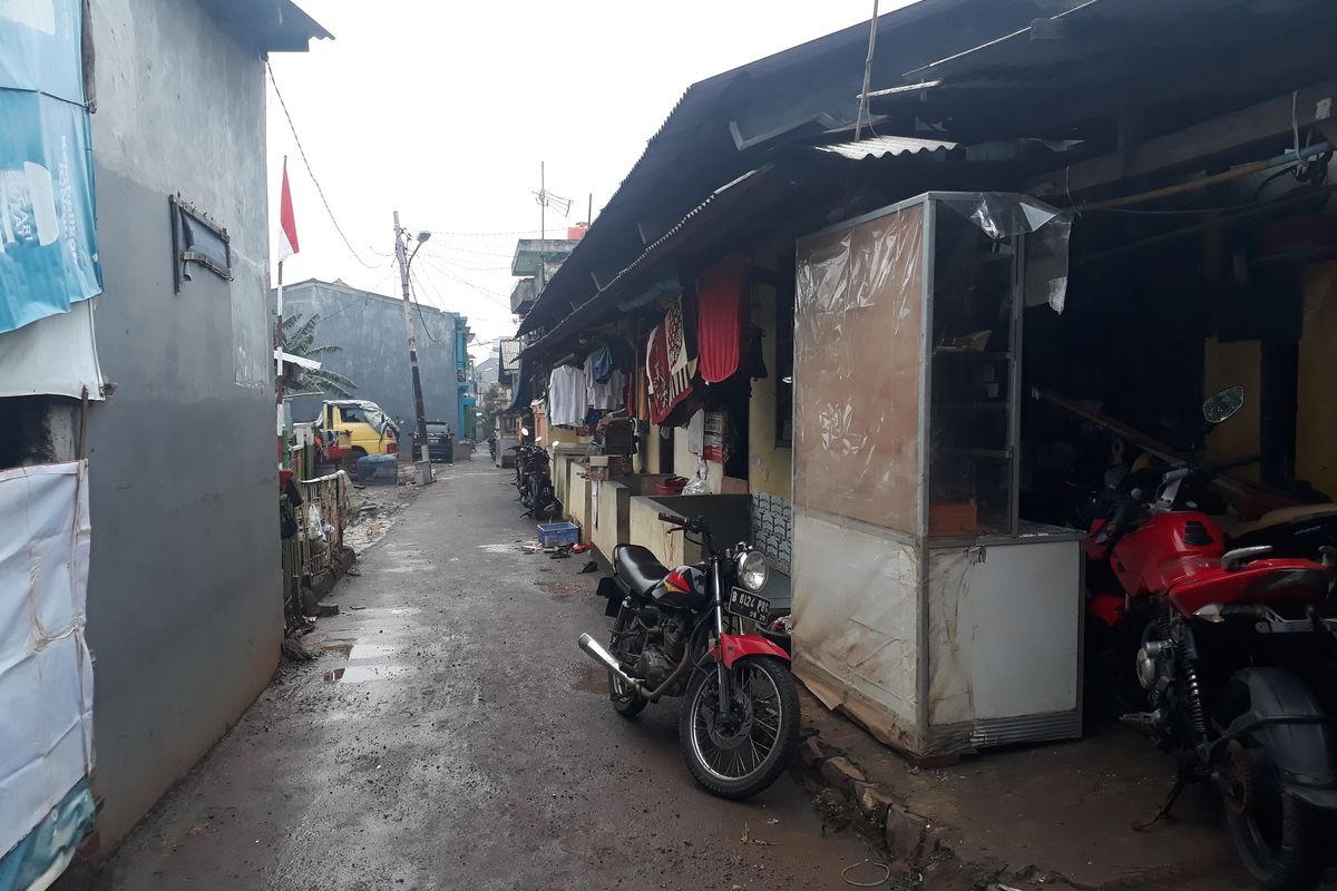 Kawasan RT 08, RW 011, Kelurahan Kramat Jati, Kecamatan Kramat Jati, Jakarta Timur, Rabu (8/1/2020), yang terendam banjir setinggi 2,5 meter pada 1 Januari 2020 lalu.