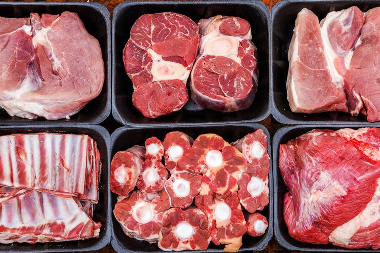Ilustrasi beragam potongan daging sapi. 