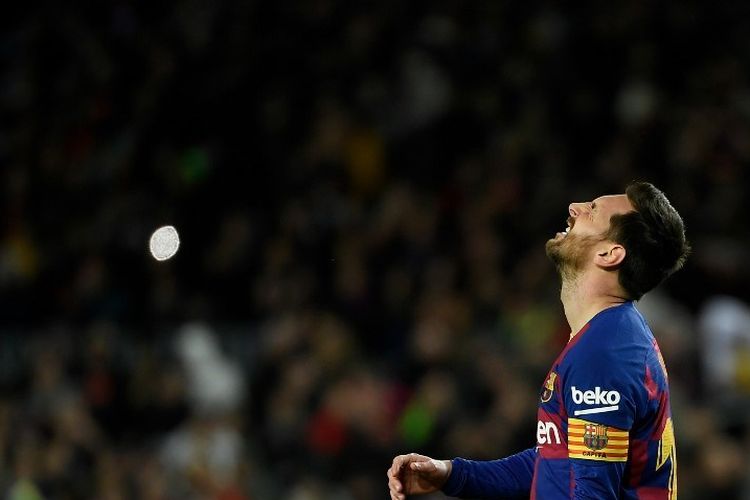 Pemain andalan sekaligus kapten Barcelona, Lionel Messi. 