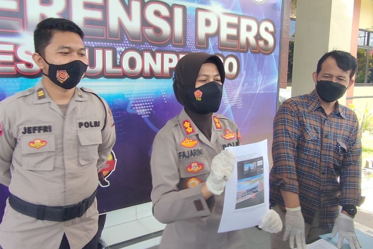 Kapolres Kulon Progo, AKBP Muharomah Fajarini menunjukkan lokasi pengambilan gambar video porno berlatar gedung terminal Bandar Udara Yogyakarta International Airport di Kulon Progo, Daerah Istimewa Yogyakarta.