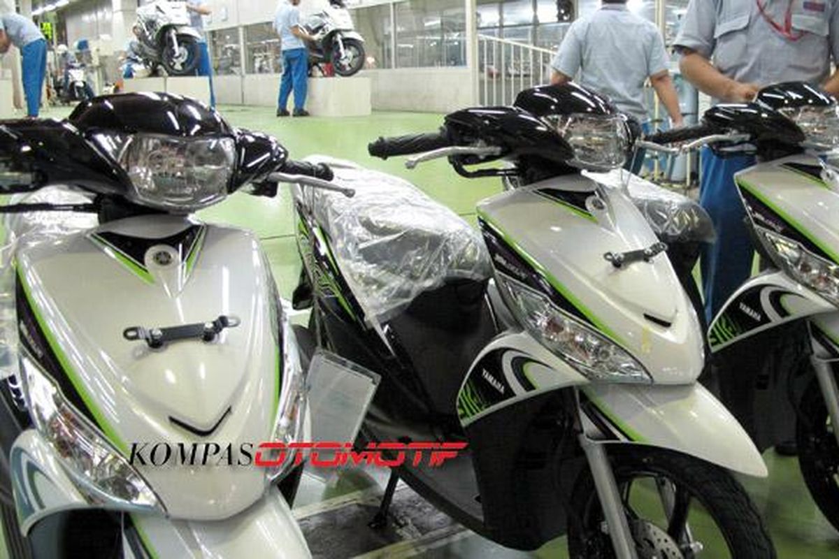 Produksi Yamaha Mio di pabrik Yamaha Karawang.