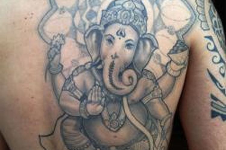 ilustrasi tato Ganesha.