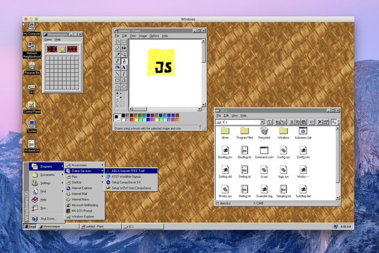 Tangkapan layar aplikasi Windows 95