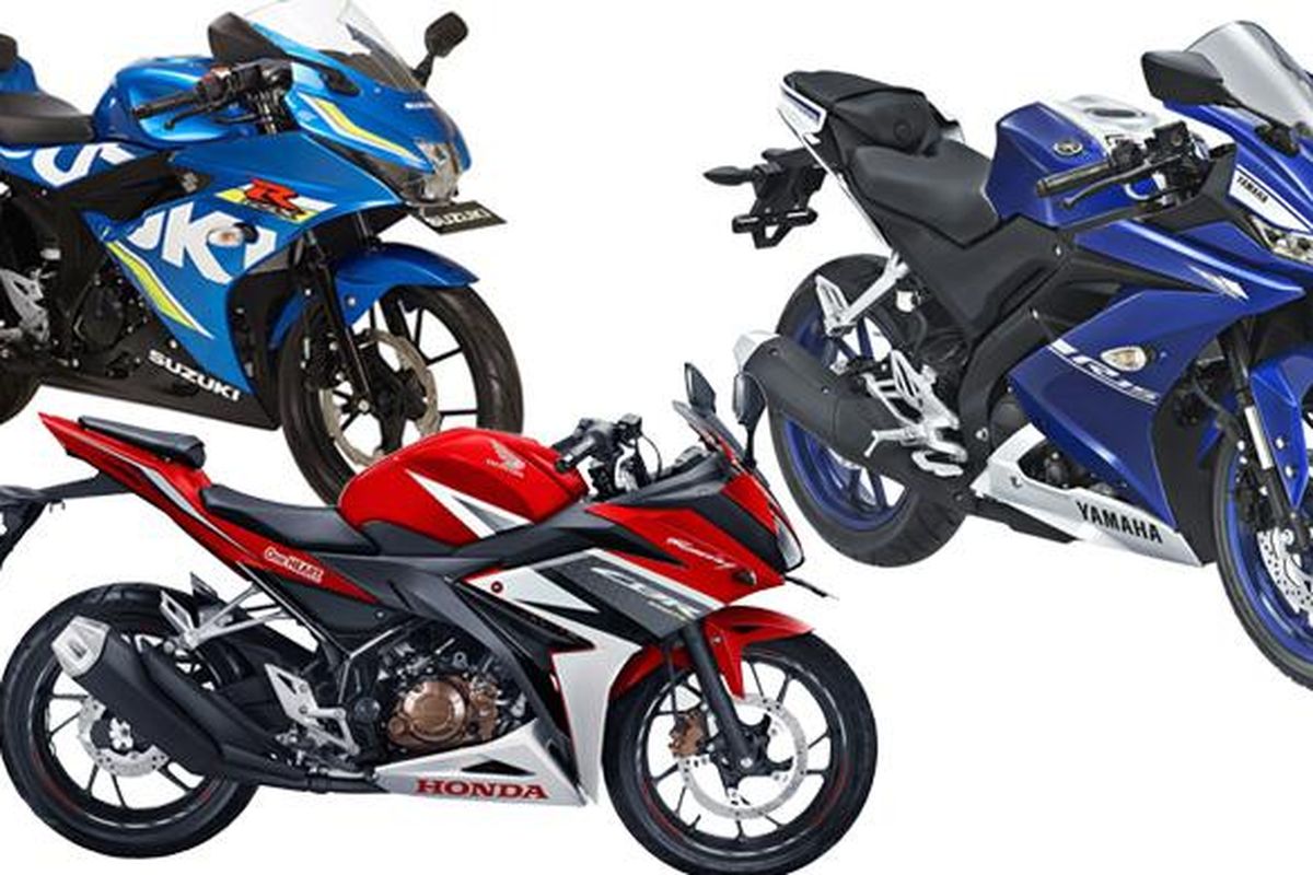 Adu spesifikasi Honda CBR150R, Yamaha R15, dan Suzuki GSX-R150.