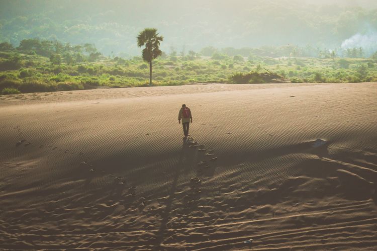 Jalan Gumuk Pasir di Pantai Parangtritis, Daerah Istimewa Yogyakarta.