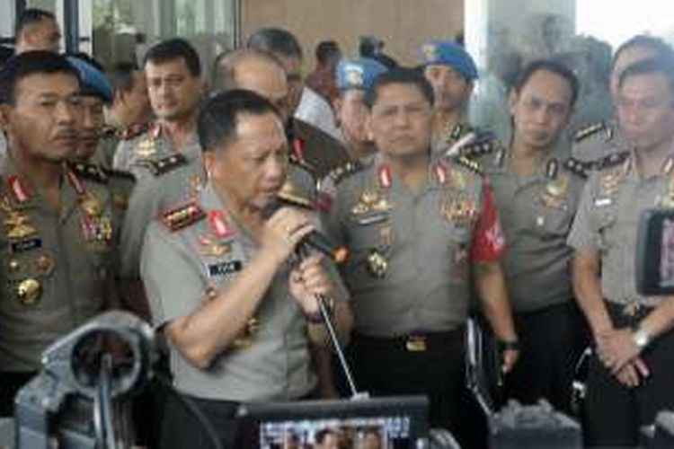 Kapolri Jenderal Tito Karnavian usai acara Pengarahan Presiden Kepada Jajaran Polri, di auditorium Perguruan Tinggi Ilmu Kepolisian, Jakarta Selatan, Selasa (8/11/2016).