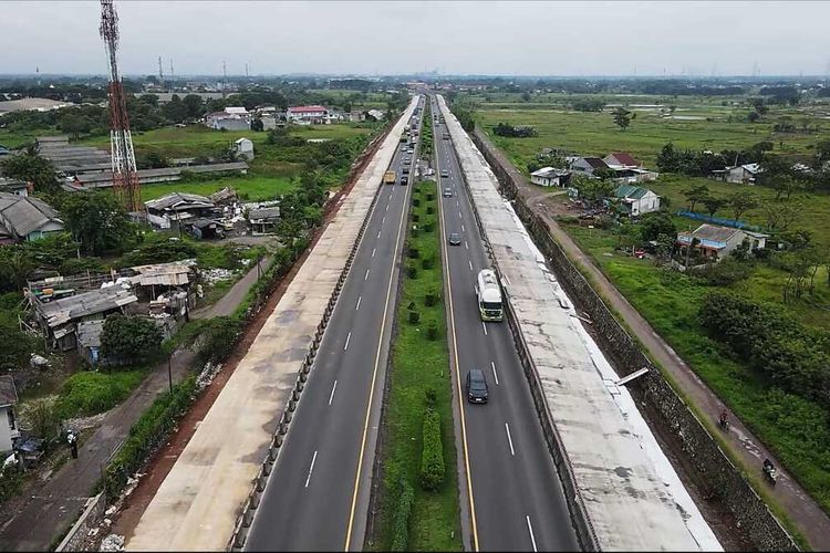 Pengerjaan lajur ketiga segmen Cikande-Serang Timur mencapai 73 persen.