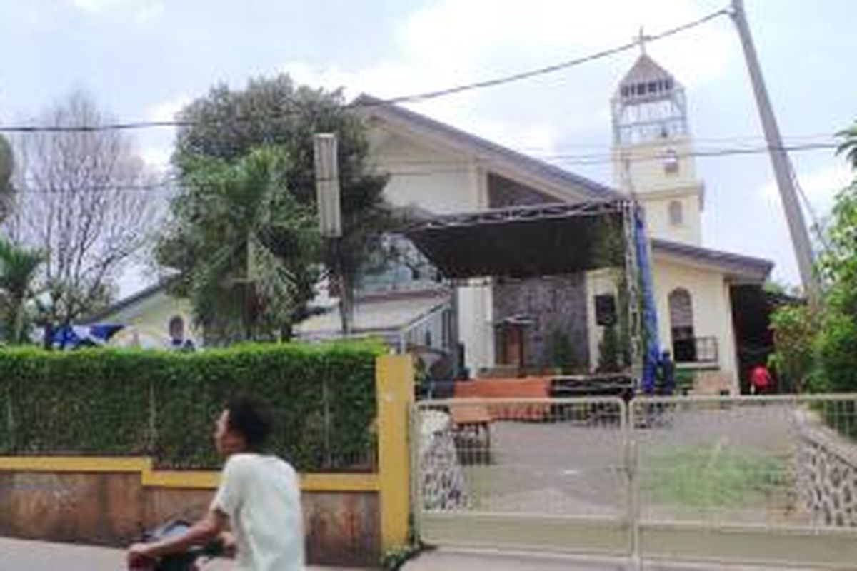 Gereja Kampung Sawah di Pondok Melati, Kota Bekasi, Jawa Barat. Sabtu (4/10/2014).