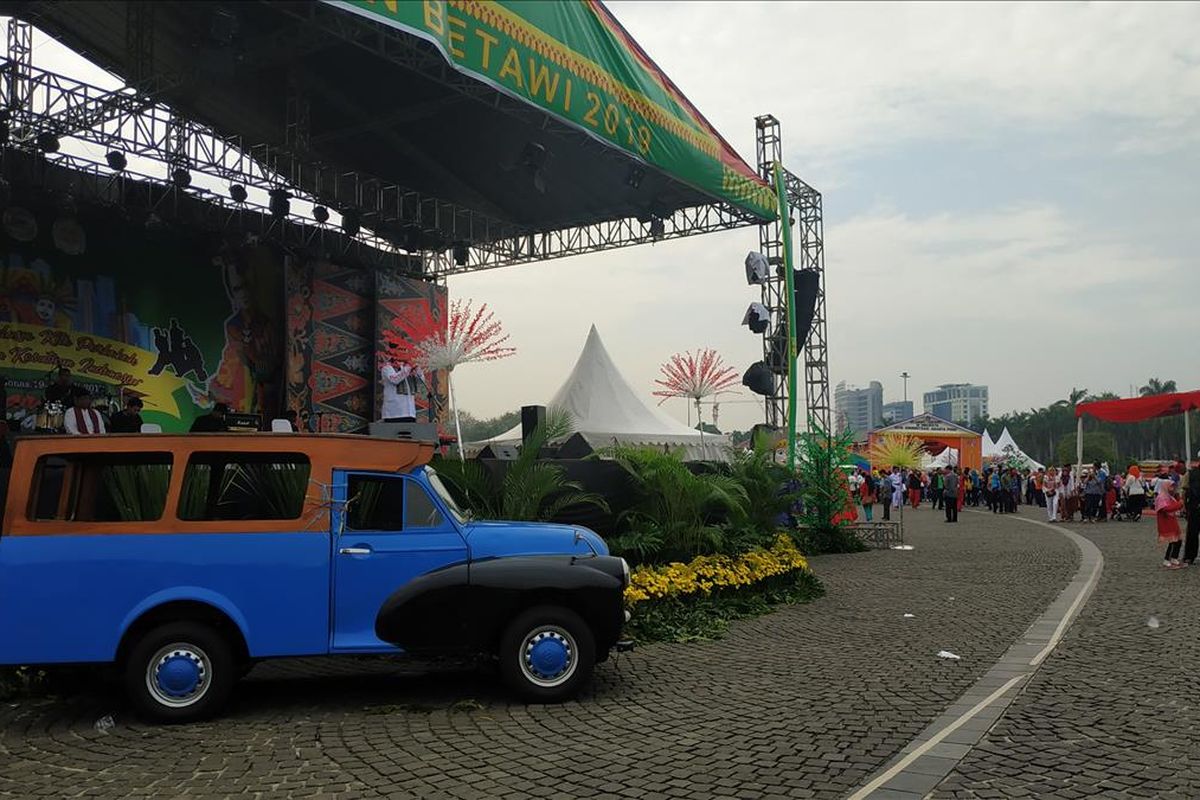 Panggung utama acara Lebaran Betawi 2019 di Monas, Jakarta Pusat, Sabtu (20/7/2019).