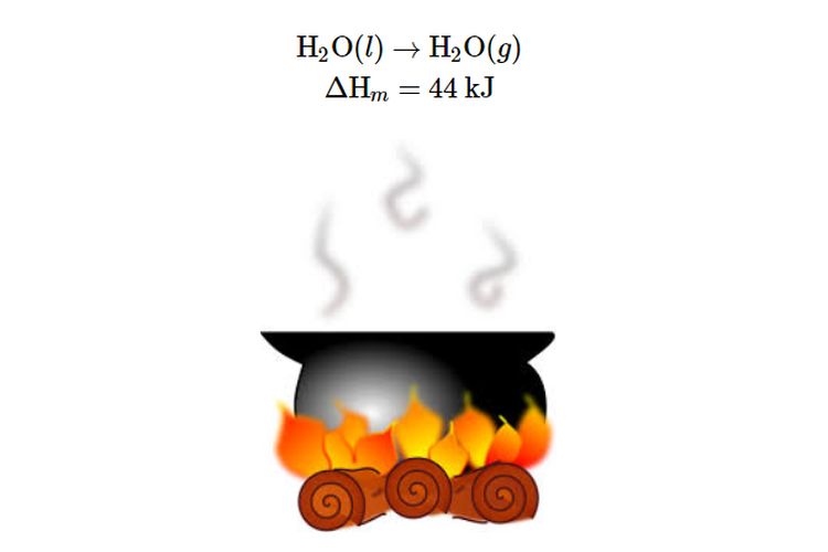 Persamaan termokimia reaksi menguapnya air (H2O).