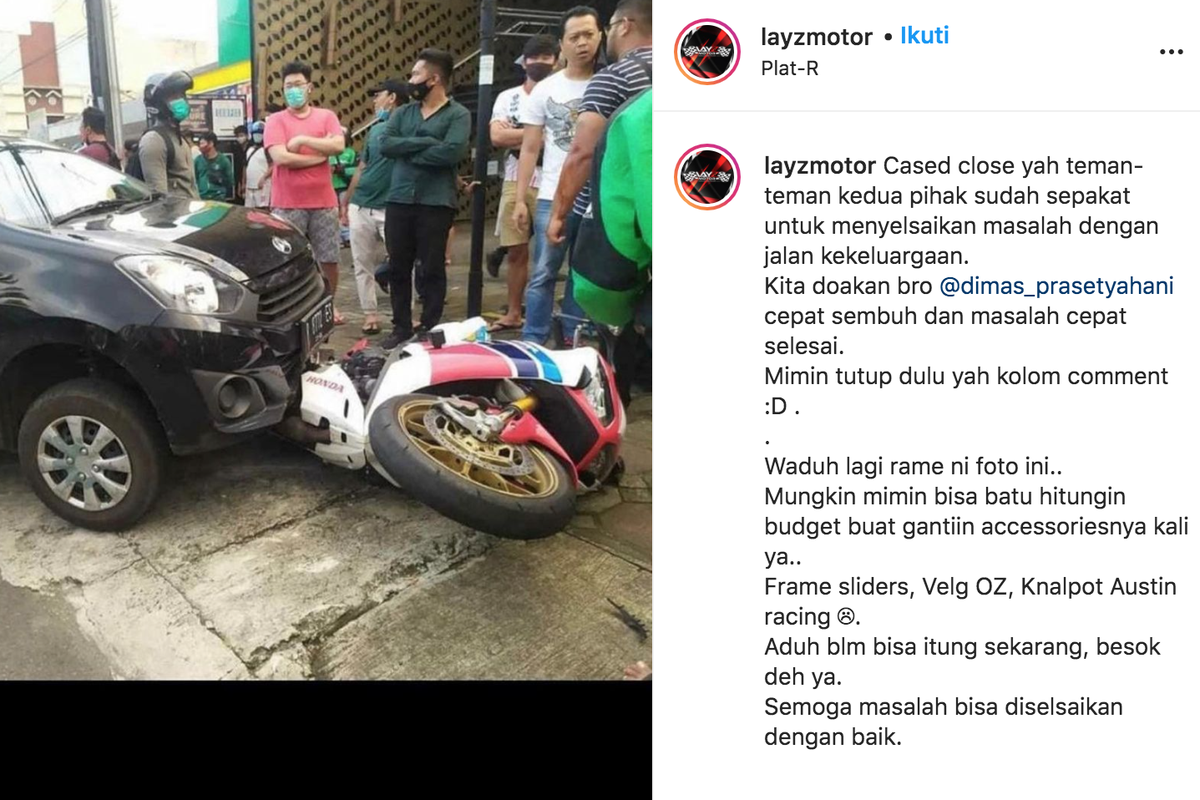 Daihatsu Ayla tabrak motor Honda CBR1000RR SP di daerah Purwokerto