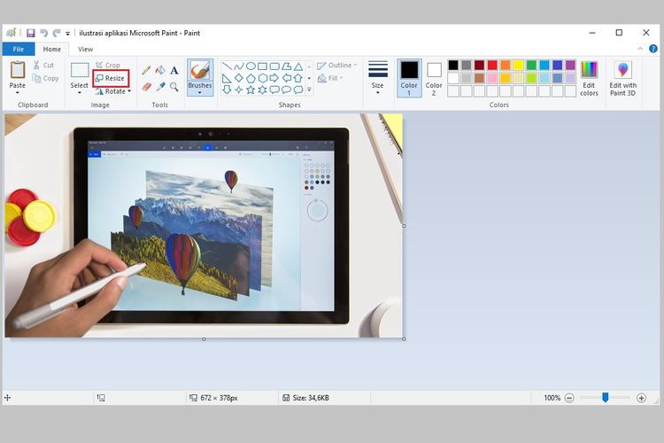 Cara mengubah ukuran gambar (resize) di Microsoft Paint