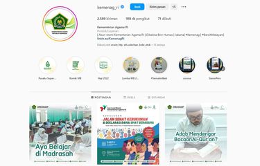 Tangkapan layar laman Instagram Kementerian Agama (Kemenag), Kamis (12/1/2023) pukul 18.50 WIB.