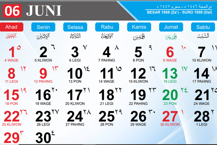 Kapan Libur Bulan Juni 2025? Cek Tanggal Merah dan Cuti Bersama 