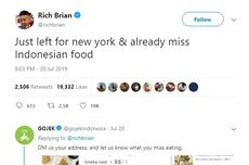 Kocak, Rich Brian Kangen Makanan Indonesia, Gojek Ingin Antarkan ke New York?