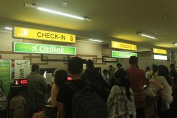 Loket check-in maskapai Citilink di Bandara Halim Perdanakusuma, Jakarta Timur.