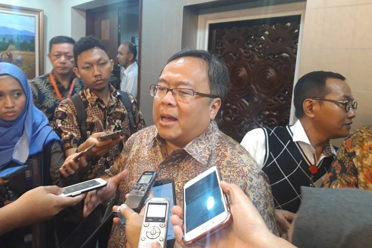 Menteri PPN/Kepala Bappenas Bambang Brodjonegoro di Kantor Staf Presiden, Jakarta, Senin (13/3/2019).
