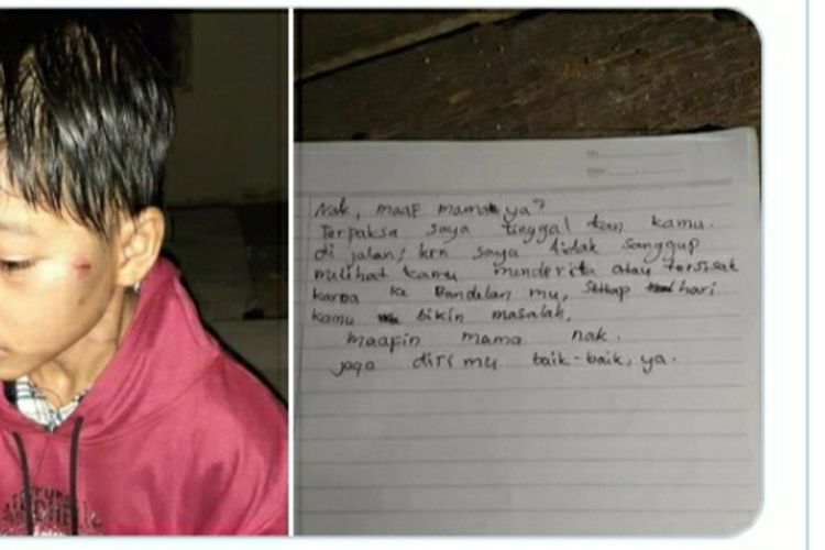 Foto viral di media sosial seorang anak yang diduga dibuang orangtuanya yang disertai selembar surat di Kecamatan Pangkalan Kuras, Kabupaten Pelalawan, Riau, Selasa (29/9/2020).
