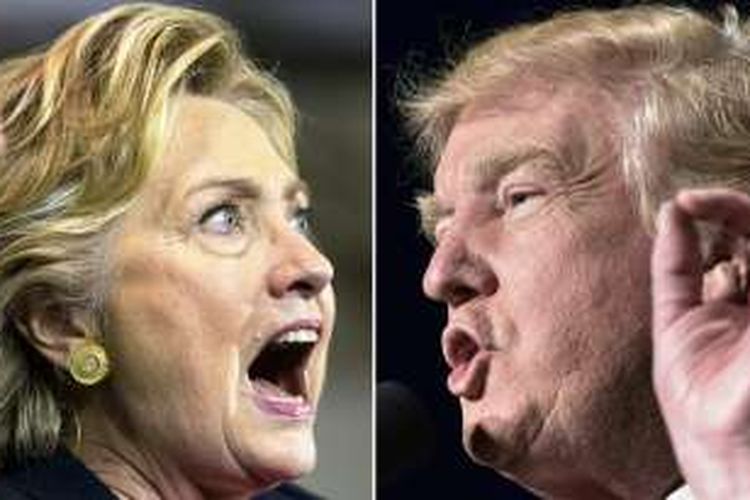 Kandidat presiden AS Hillari Clinton (kiri) dan Donald Trump.