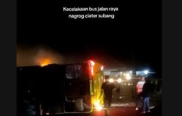 Kecelakaan bus pariwisata di Ciater, Subang, JAwa Barat, Minggu (4/6/2023).