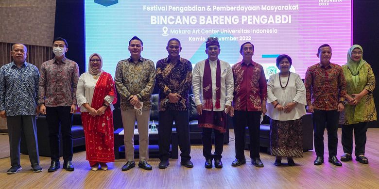 Bincang Bareng Pengabdi dalam acara Festival Pengabdian dan Pemberdayaan Masyarakat UI 2022 di Universitas Indonesia, Depok, Jawa Barat, Kamis (3/11/2022)