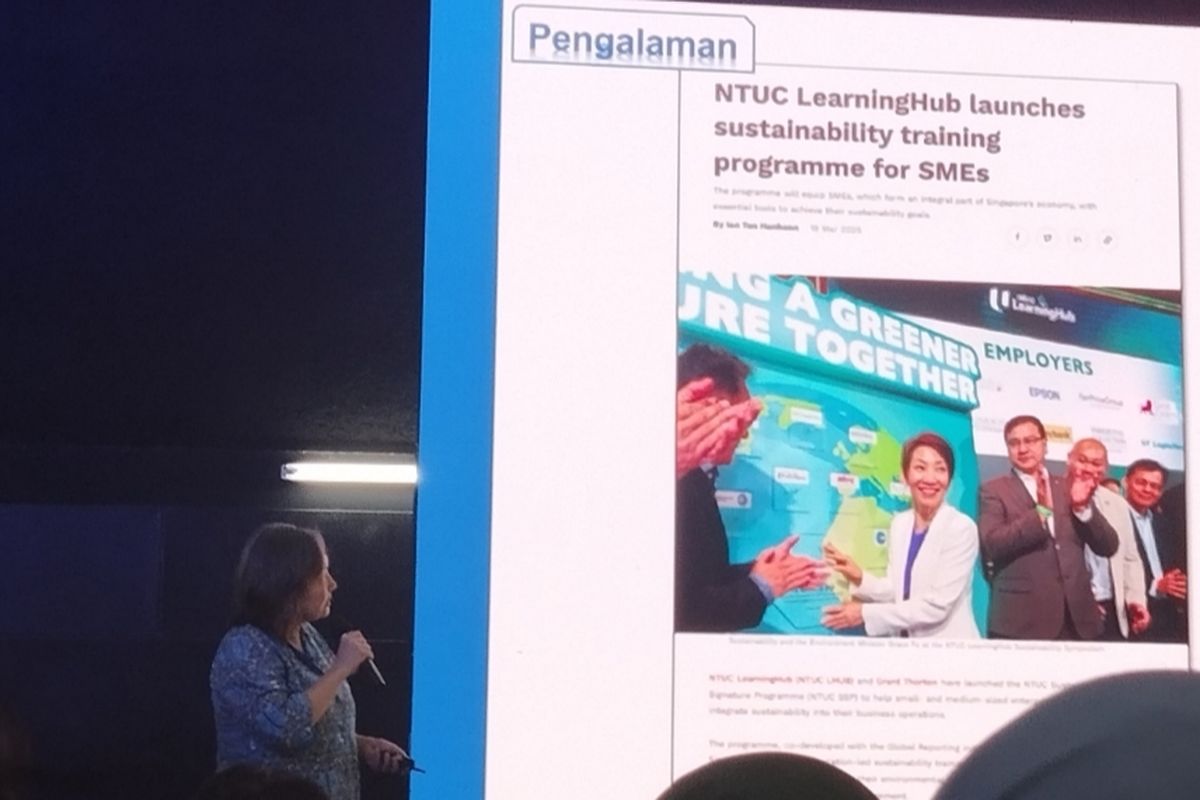 Lany Harijanti  dalam acara Lestari Forum 2025 bertema ?Sustainable Ecosystem Starts with SME?Corporate Collaboration? yang digelar Kamis (8/5/2025) di Menara Kompas, Jakarta Barat.