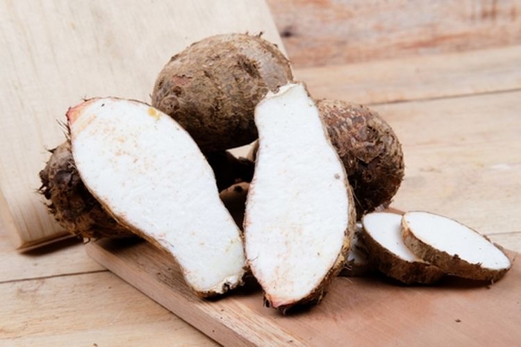 Hasil panen tanaman talas