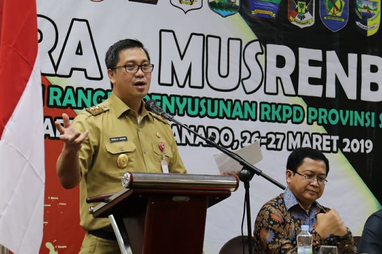 Wakil Gubernur Sulut, Steven O.E. Kandouw, memberikan sambutan pada pra Musyawarah Perencanaan Pembangunan (Musrenbang) Rencana Kerja Pemerintah Daerah (RKPD) Provinsi Sulawesi Utara Tahun 2020 di Manado, Selasa (26/3/2019). 