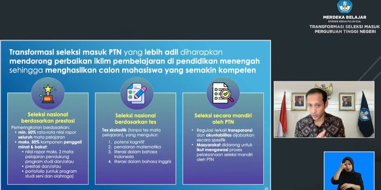 Perubahan syarat seleksi masuk perguruan tinggi negeri (PTN) 2023.