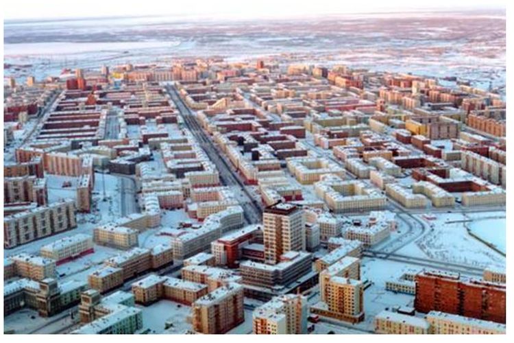 Salah satu pemandangan Kota Norilks, Rusia