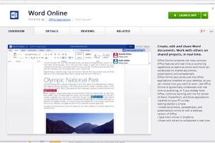 Aplikasi Word Online di browser Chrome