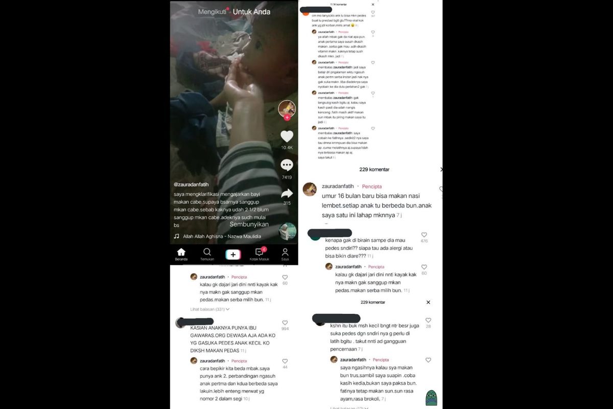 Tangkapan layar video viral balita diajari makan cabai oleh ibunya di satu akun media sosial Twitter.