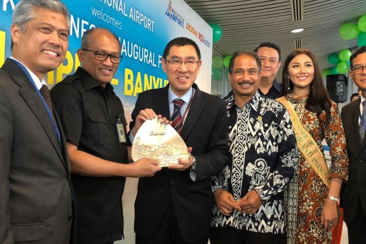 Peresmian penerbangan Citilink rute Banyuwangi-Kuala Lumpur PP di Banyuwangi, Jawa Timur, Rabu (19/12/2018).
